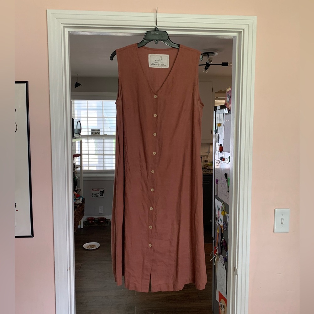 notPerfectLinen ROME classic button down dress in creamy brown